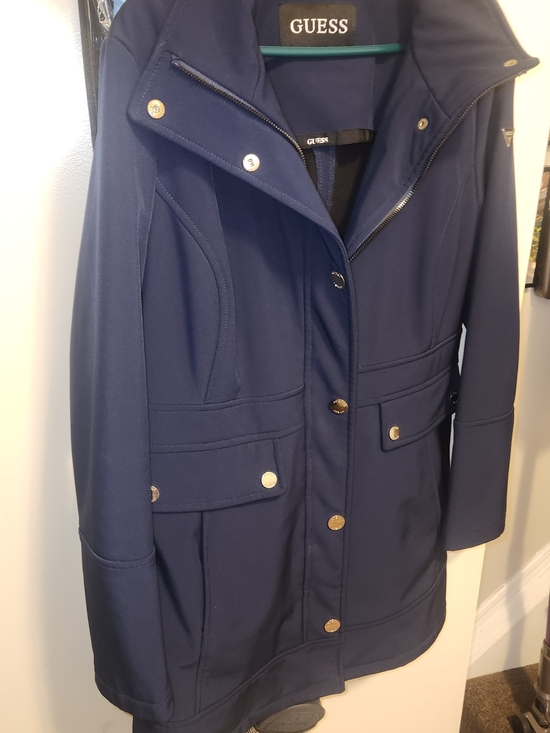 Guess Jackets & Blazers - GUESS Women's Navy Long Jacket